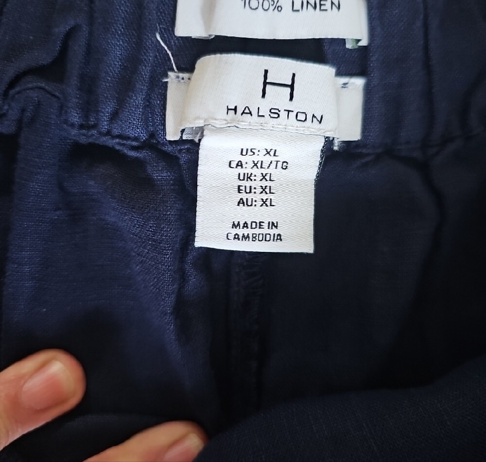 H. by Halston Navy Linen  Midi Skirt - Classic Women's Skirt - Picture 3 of 5